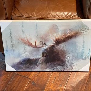 NWT Canvas 26” x 16” Moose wall hanging